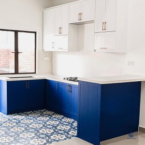 Tex Blue & White Aluminium Kitchen Cabinet