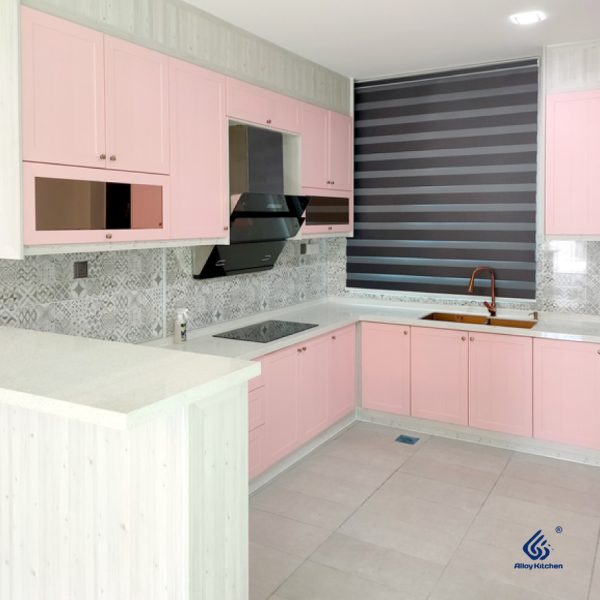 Matt Pink Aluminium Kitchen Cabinet